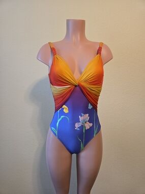 Gottex Floral One-Piece Swimsuit - Orange, Yellow & Purple